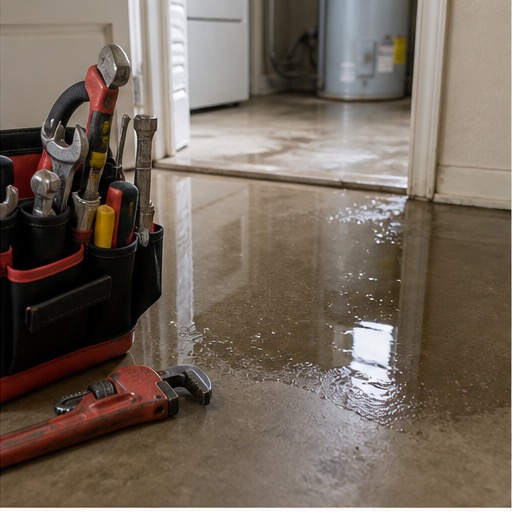 Burst pipe water damage at a home