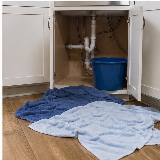 Active plumbing leak under a fixture